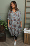 Ayla Floral V-Neck Dress Mid Grey
