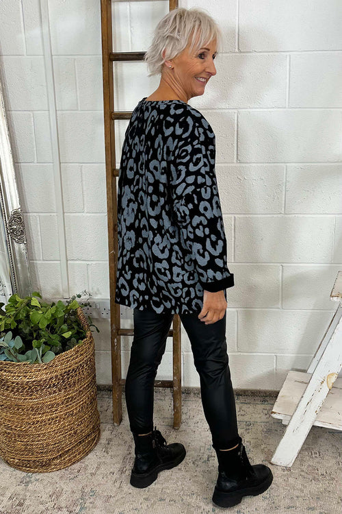 Ainsley Leopard Print Cotton Top Black - Image 4