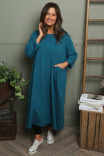 Penny Cotton Dress Teal Teal - Penny Cotton Dress Teal