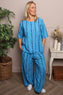 Kalia Stripe Linen Top Kingfisher