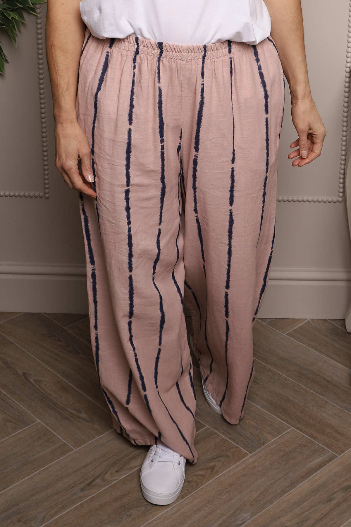 Chelle Stripe Linen Trousers Pink