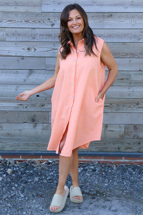 Solaine Sleeveless Linen Dress Orange - Image 2