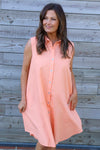Solaine Sleeveless Linen Dress Orange