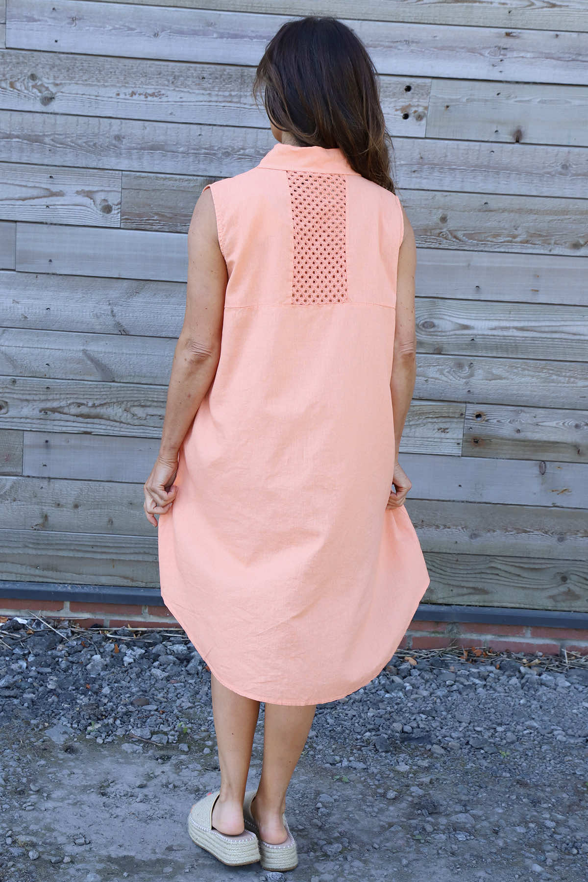 Solaine Sleeveless Linen Dress Orange