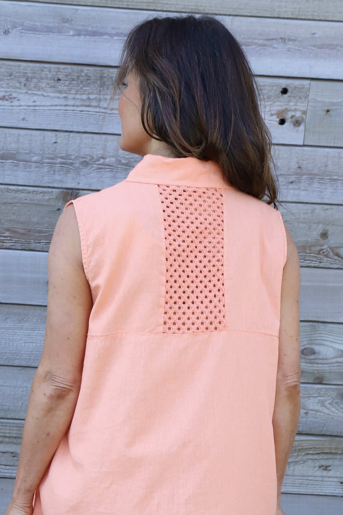 Solaine Sleeveless Linen Dress Orange