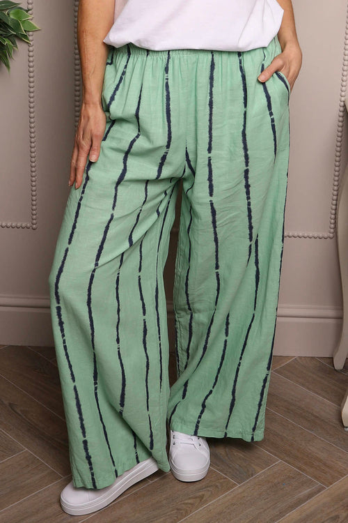 Chelle Stripe Linen Trousers Green - Image 3