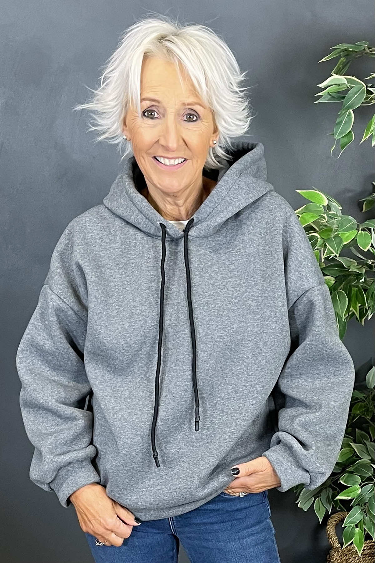 Rylie Hooded Sweat Top Mid Grey