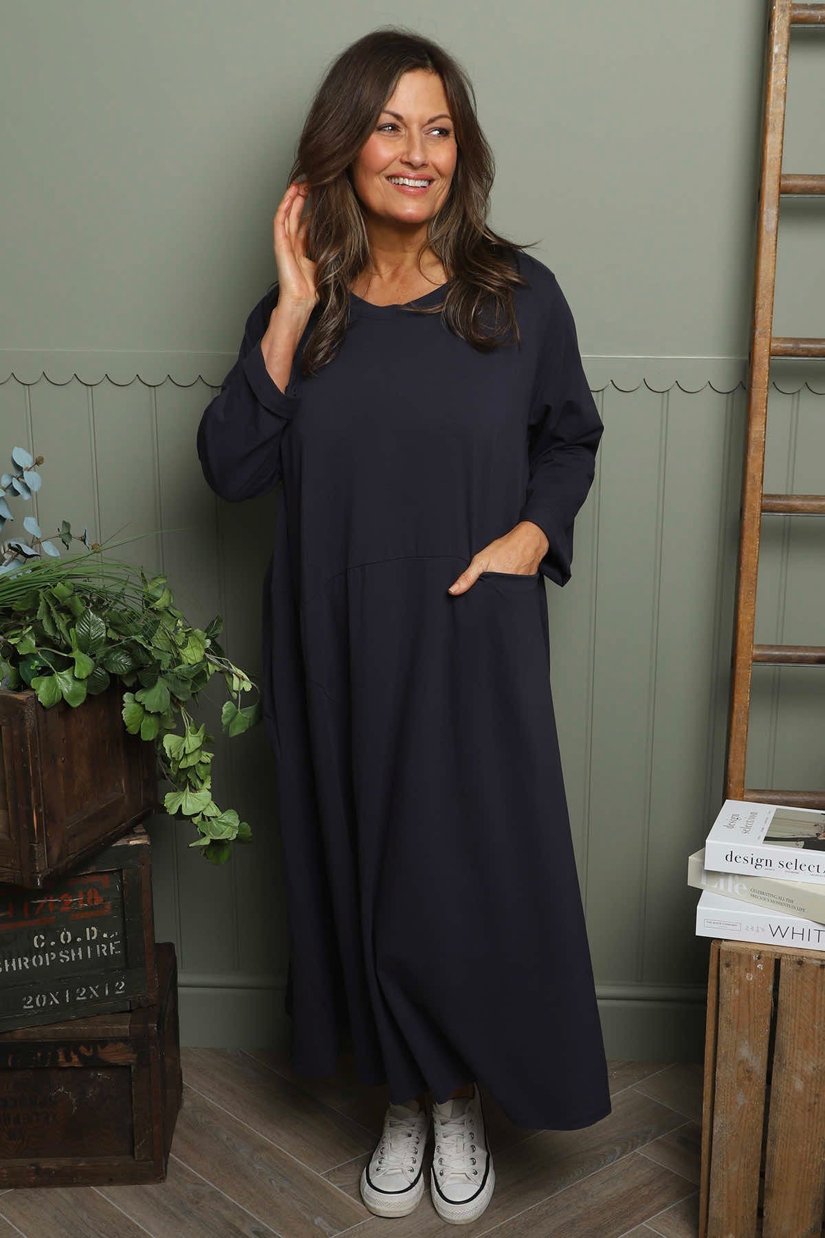 Penny Cotton Dress Navy