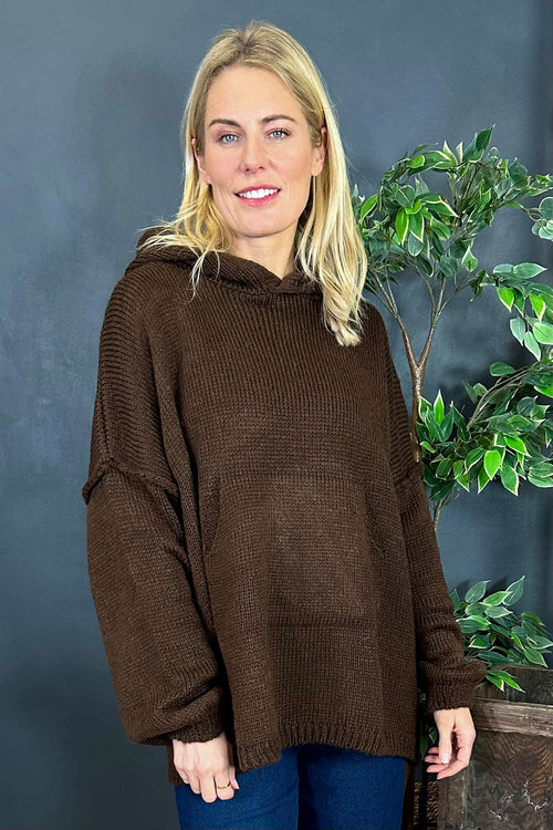 Minerva Hooded Knitted Jumper Cocoa - Image 3