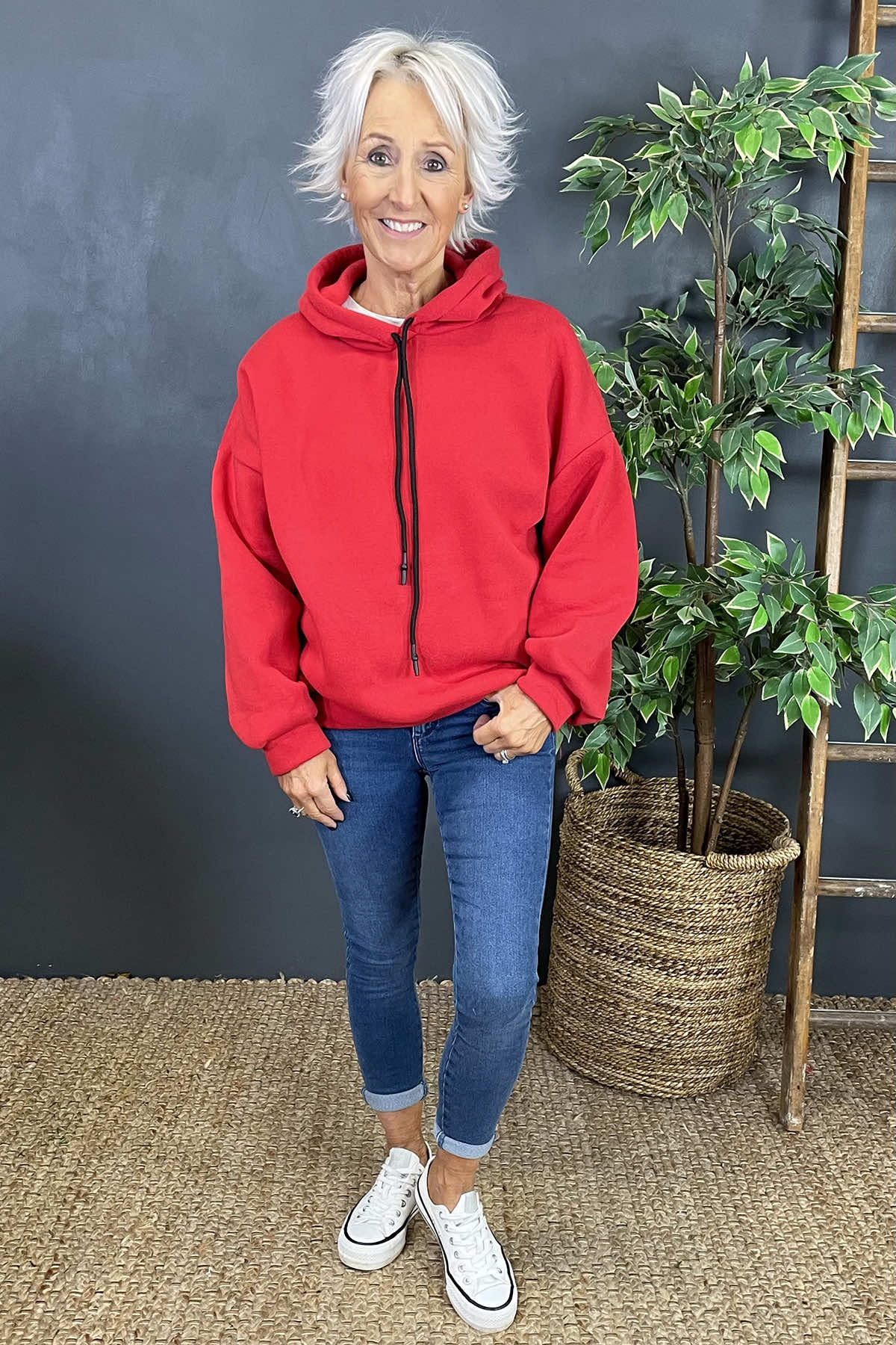 Rylie Hooded Sweat Top Red