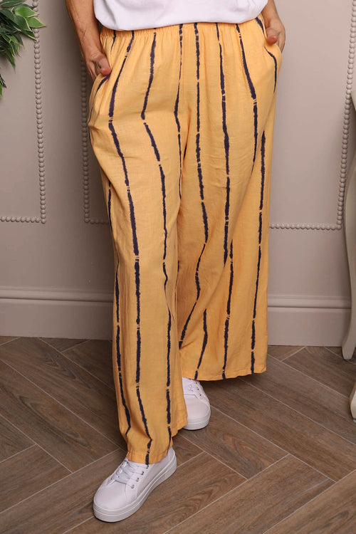 Chelle Stripe Linen Trousers Orange - Image 3