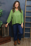 Grace Linen Top Olive