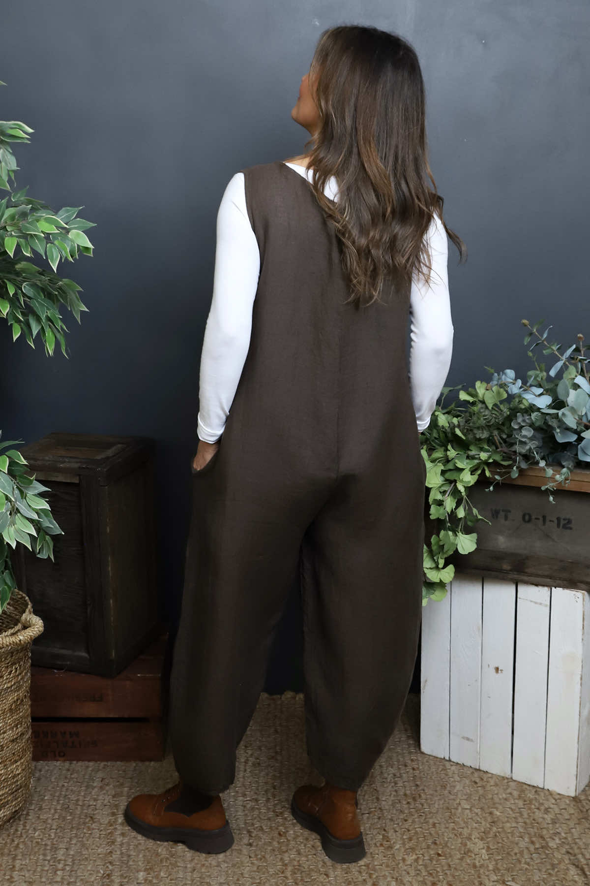 Margot Sleeveless Linen Jumpsuit Cocoa