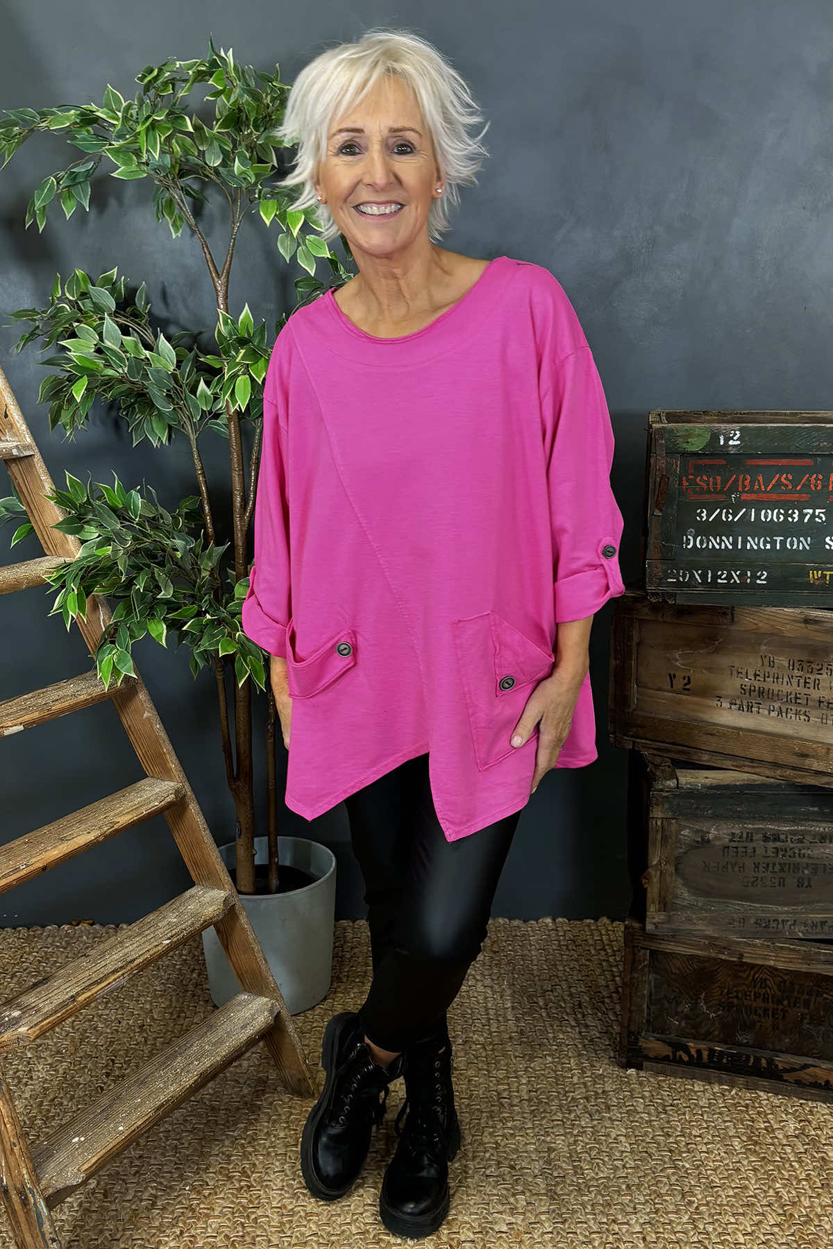 Sanda Cotton Top Fuchsia