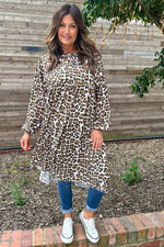 Demi Leopard Print Dress Khaki Khaki - Demi Leopard Print Dress Khaki