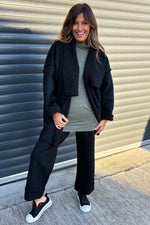 Saira Drape Front Jacket Black Black - Saira Drape Front Jacket Black