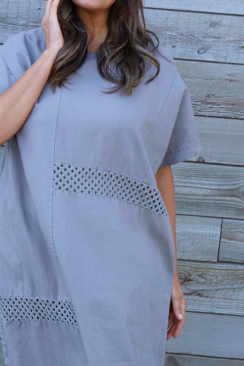 Felicia Crochet Detail Linen Dress Mocha - Image 3