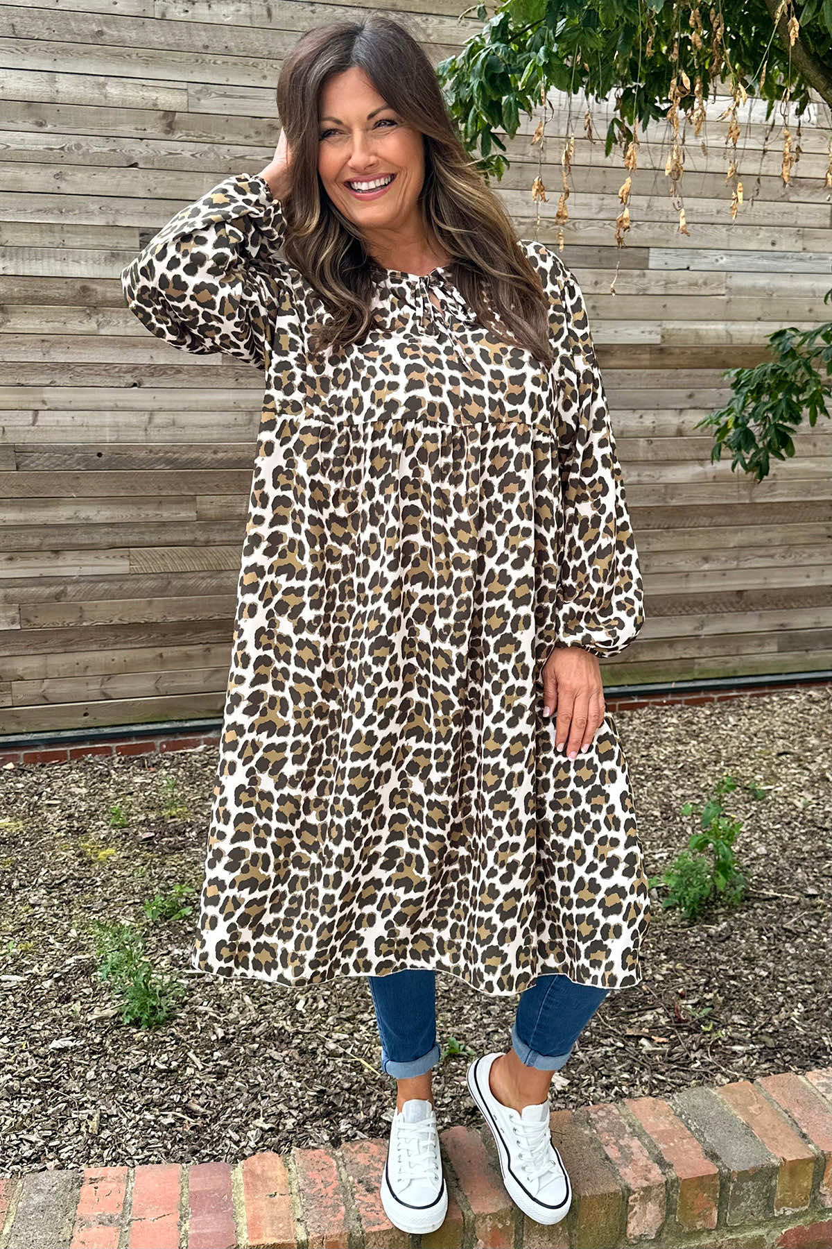 Demi Leopard Print Dress Khaki