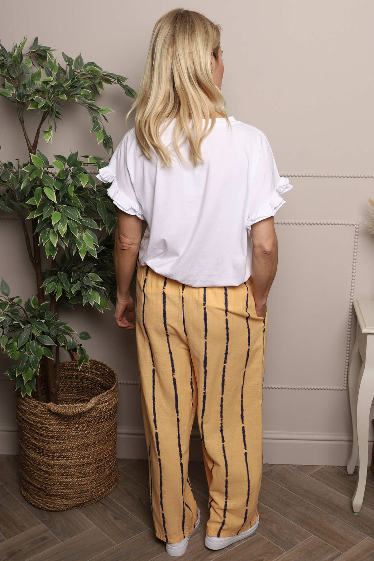 Chelle Stripe Linen Trousers Orange