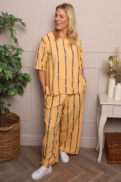 Chelle Stripe Linen Trousers Orange