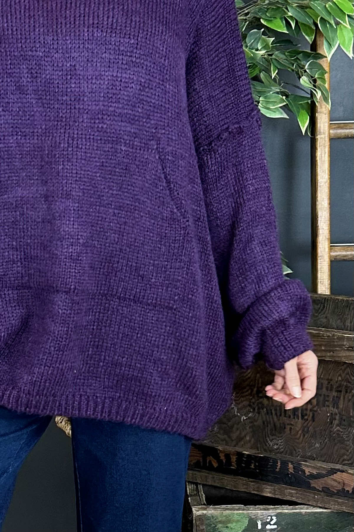 Minerva Hooded Knitted Jumper Purple