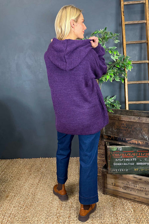 Minerva Hooded Knitted Jumper Purple - Image 4