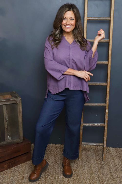 Grace Linen Top Purple - Image 1
