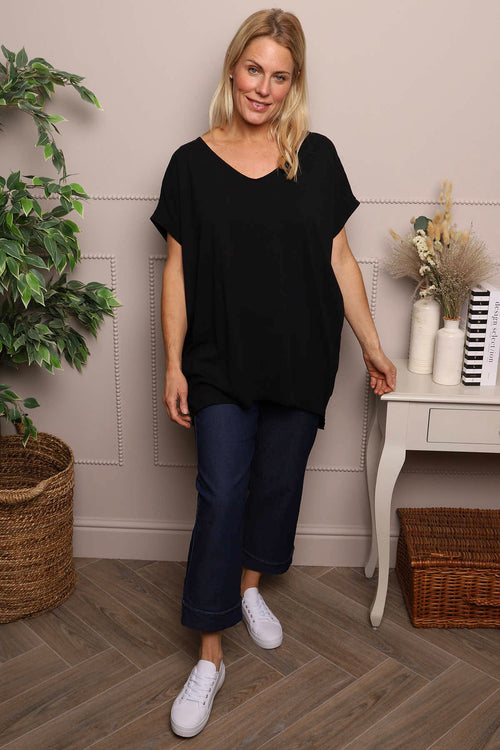 Porthcurno Tie Back Cotton Top Black - Image 4