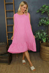 Imani Sleeveless Gingham Dress Fuchsia