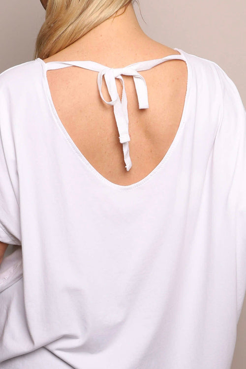 Porthcurno Tie Back Cotton Top White - Image 3