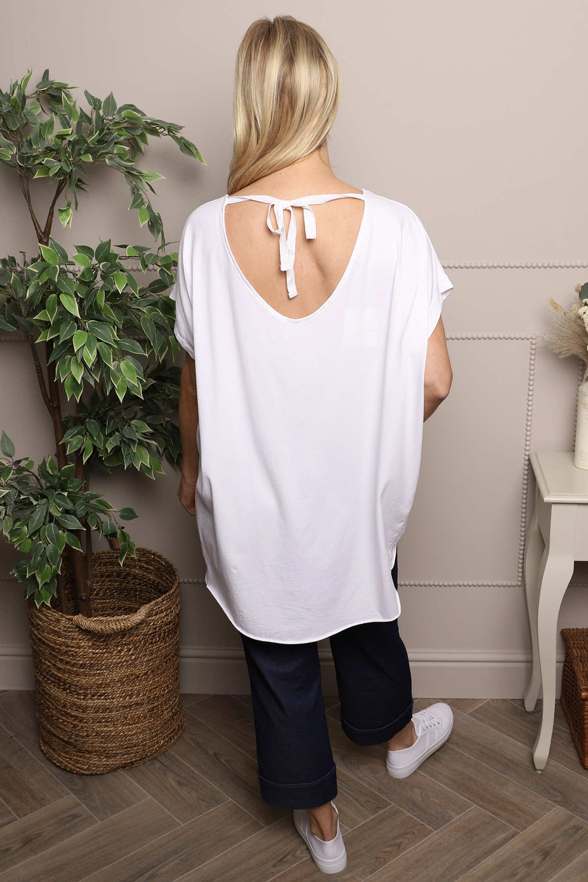 Porthcurno Tie Back Cotton Top White