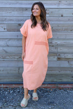 Felicia Crochet Detail Linen Dress Orange Orange - Felicia Crochet Detail Linen Dress Orange