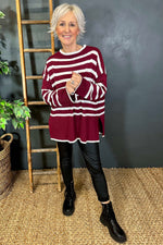 Patsy Stripe Jumper Wine Wine - Patsy Stripe Jumper Wine