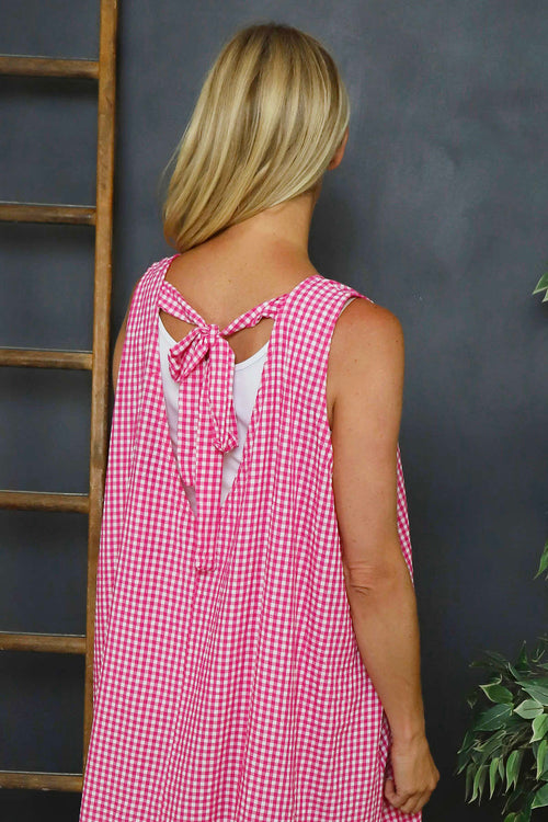 Imani Sleeveless Gingham Dress Fuchsia - Image 2