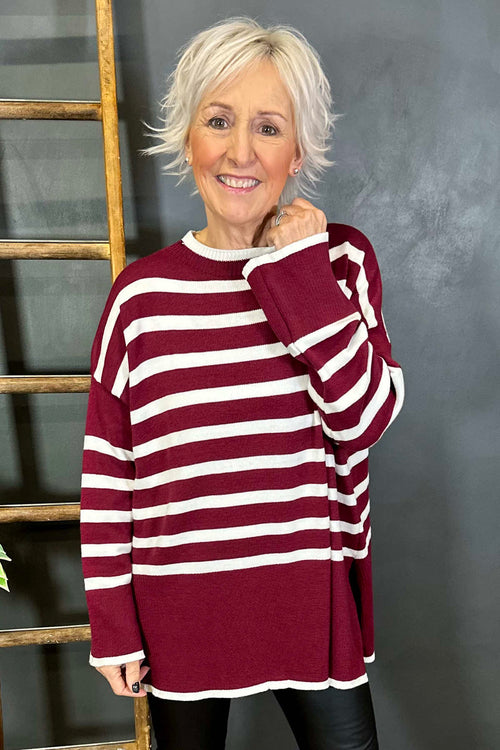 Patsy Stripe Jumper Wine - Image 3