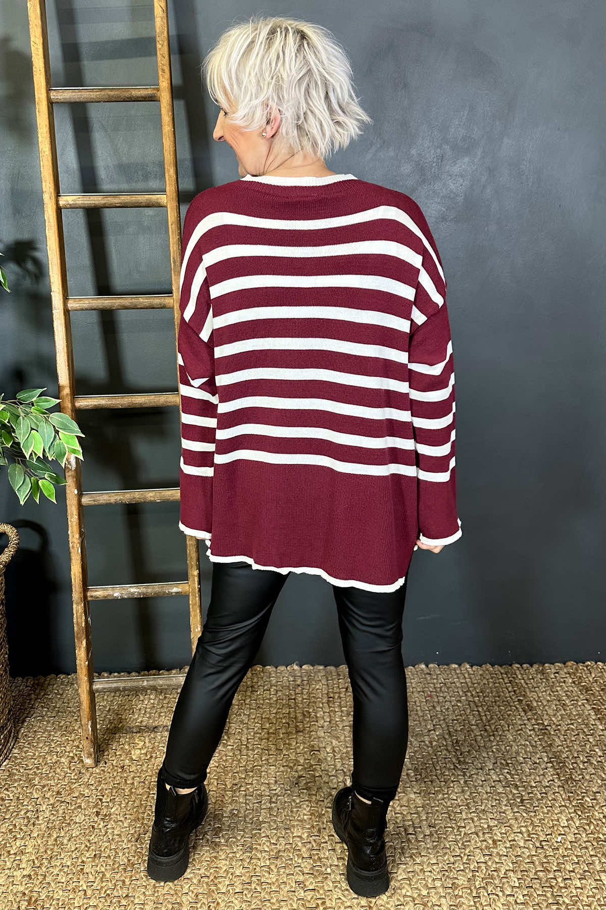 Patsy Stripe Jumper Wine