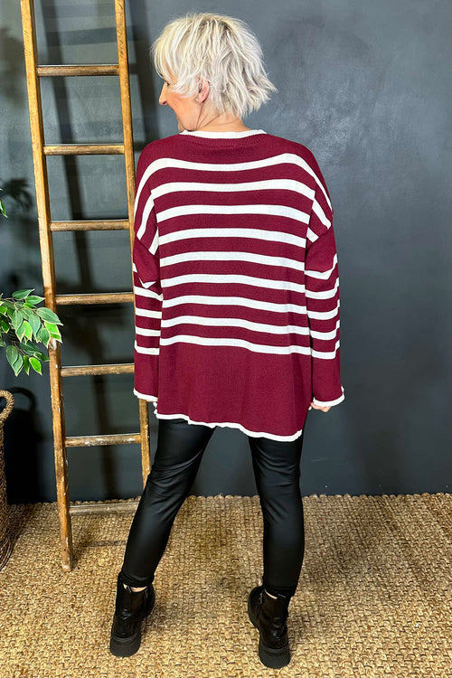 Patsy Stripe Jumper Wine - Image 4