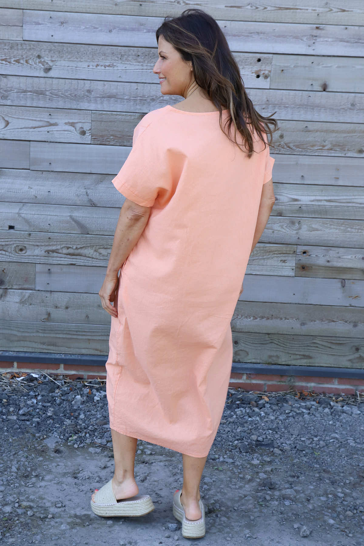 Felicia Crochet Detail Linen Dress Orange