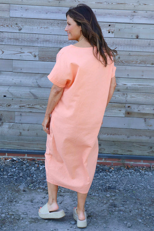 Felicia Crochet Detail Linen Dress Orange - Image 4