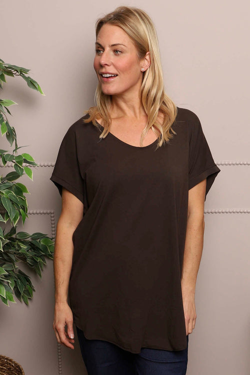 Porthcurno Tie Back Cotton Top Cocoa - Image 1