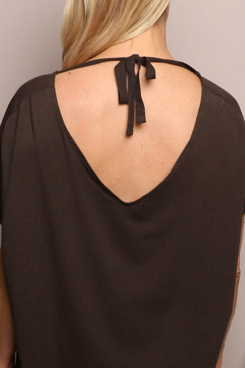 Porthcurno Tie Back Cotton Top Cocoa - Image 3