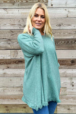 Aster Star Fringe Knitted Jumper Sage Green Sage Green - Aster Star Fringe Knitted Jumper Sage Green