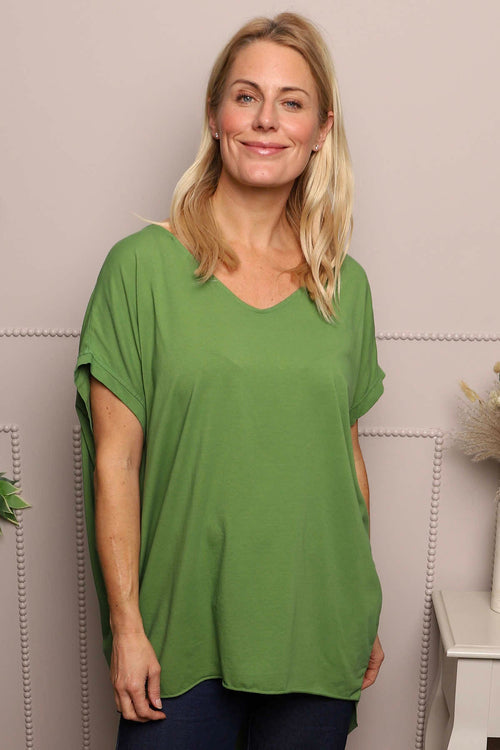 Porthcurno Tie Back Cotton Top Green - Image 1