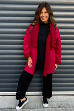 Saira Drape Front Jacket Red Red - Saira Drape Front Jacket Red