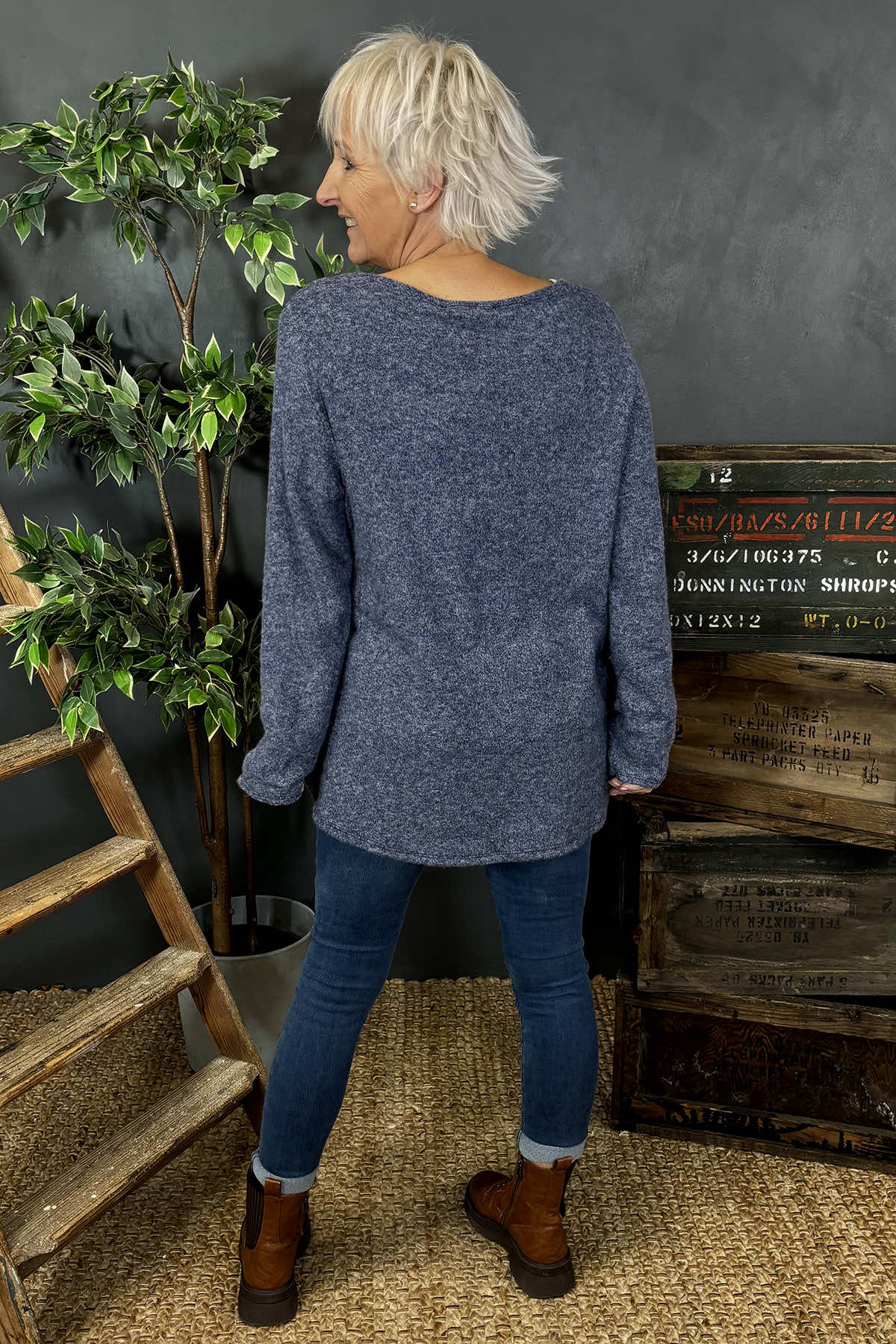 Fallon Knitted Top Navy