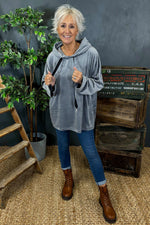 Delaney Velour Hooded Top Grey Grey - Delaney Velour Hooded Top Grey