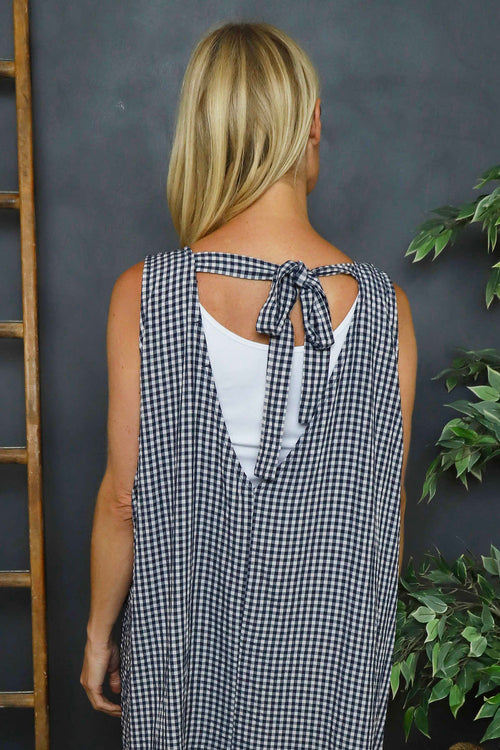 Imani Sleeveless Gingham Dress Navy - Image 2