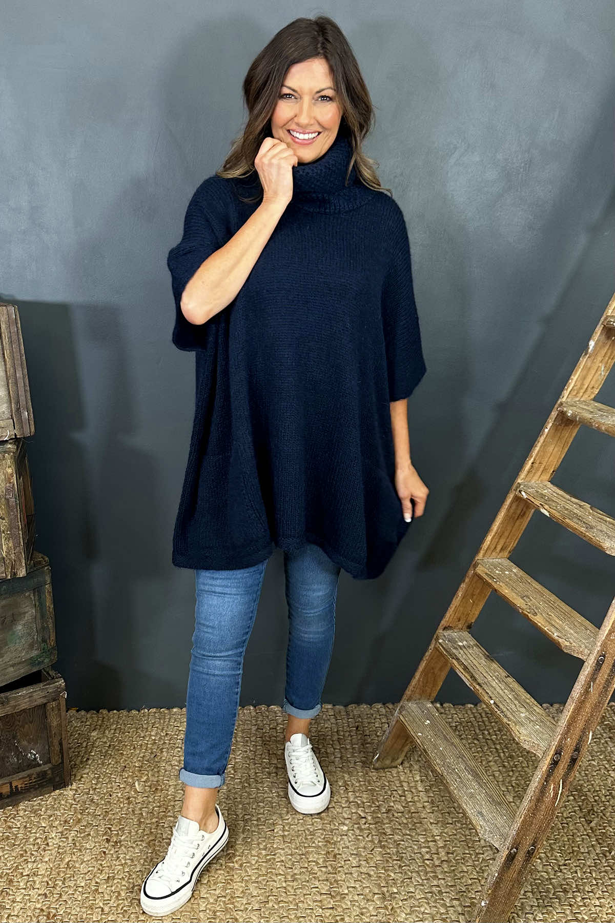 Norah Polo Neck Knitted Jumper Navy