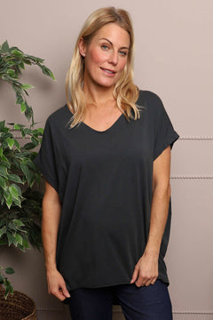 Porthcurno Tie Back Cotton Top Charcoal