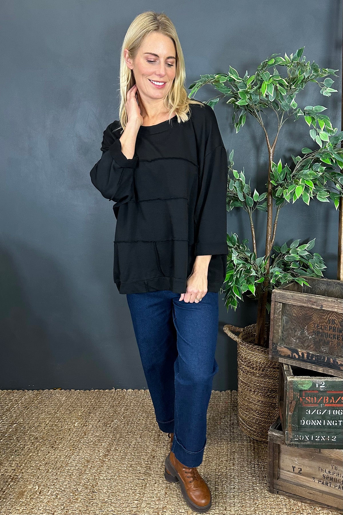 Carmela Cotton Top Black